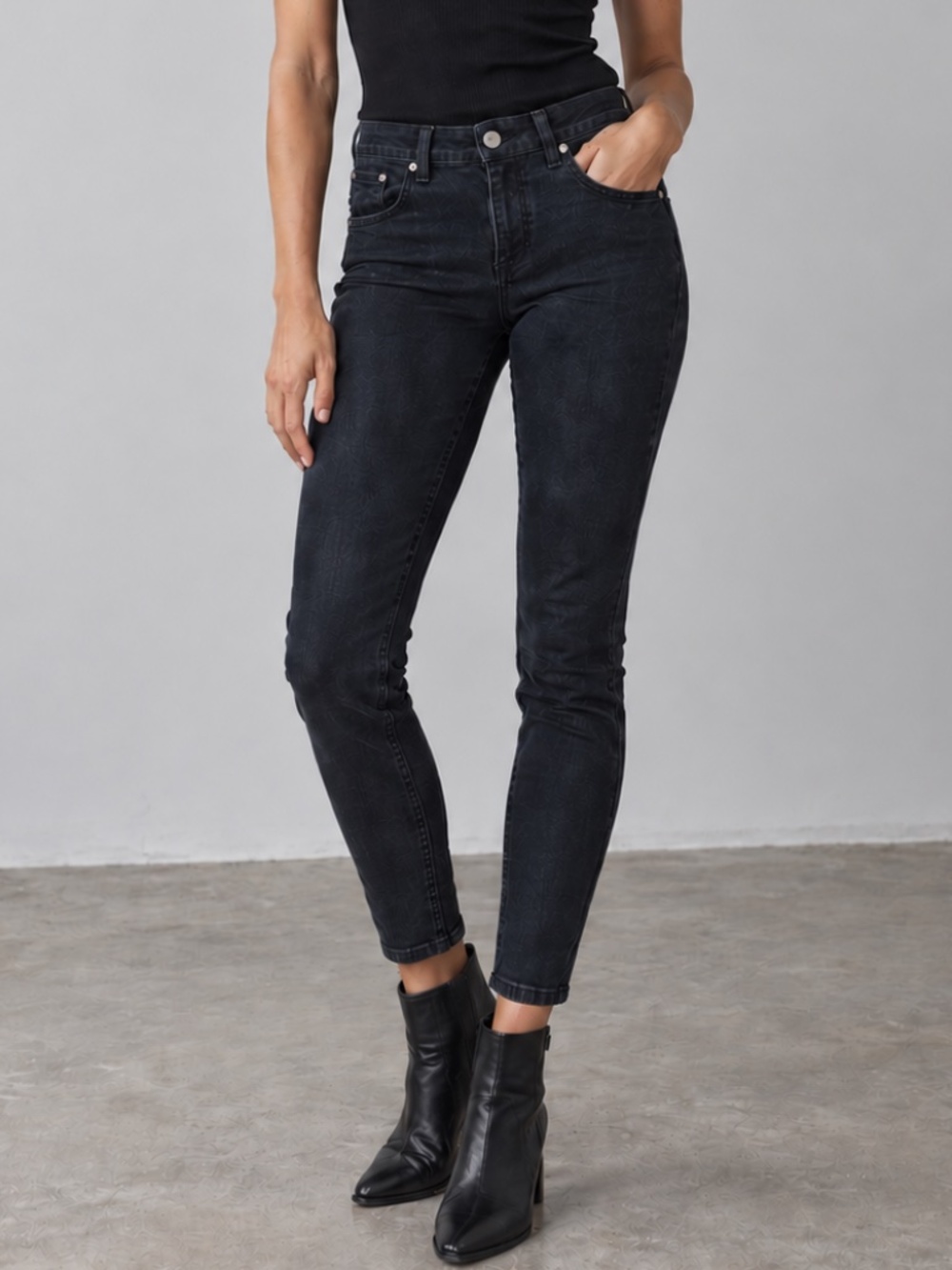 RAG & BONE Skinny Ankle Mid-Rise Jeans Coal Black Blue Stretch Size 27 EUC